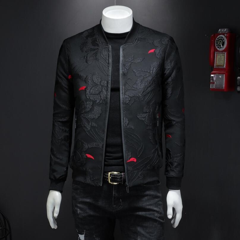 Men's Jackets 2023 Autumn New Floral Jacket Men Fashion Vintage Business Bomber Jacquard Jacket Masculinas Casual Slim Jacket Coat Man M-4XL