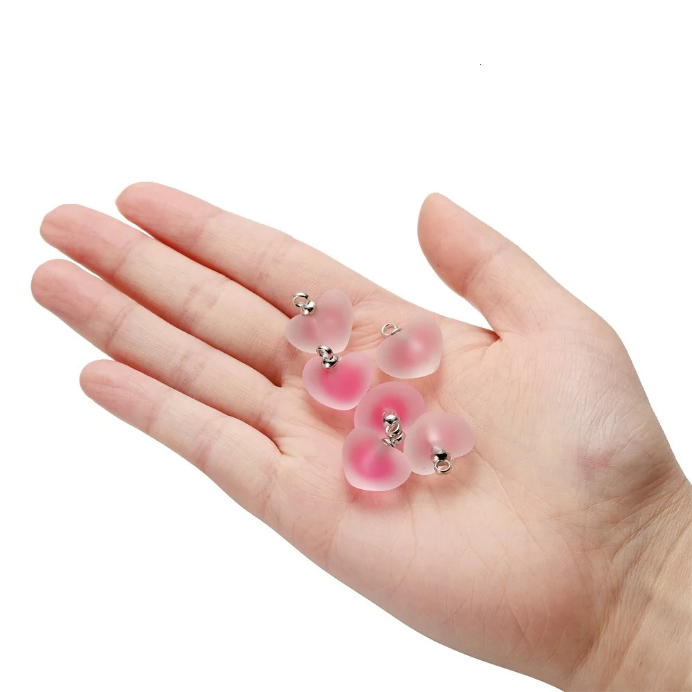 Charms 10pcslot Resin Frosted Multicolor Heart For Handmade Bracelet Earrings Necklace Pendant DIY Jewelry Making Supplies 231204