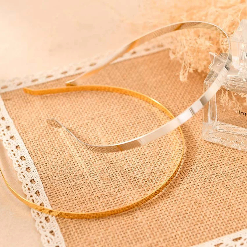 Headbands 50Pcs/Lot m 5mm 7mm 10mm Silver Gold Black Metal Hairband Decorative Headband for Girls Wholesale DIY Craft Hair Hoop Headwear 231204bj