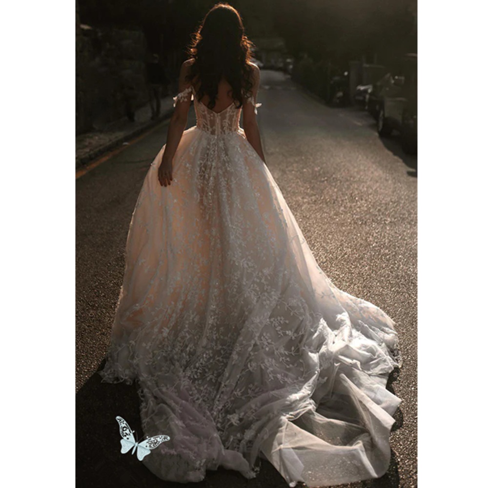 Ral Boho Wedding Dresses Arabic Off The Shoulder A E Bridal Gowns Lace Appliques Brides Vestidos De Novia YD 6660306