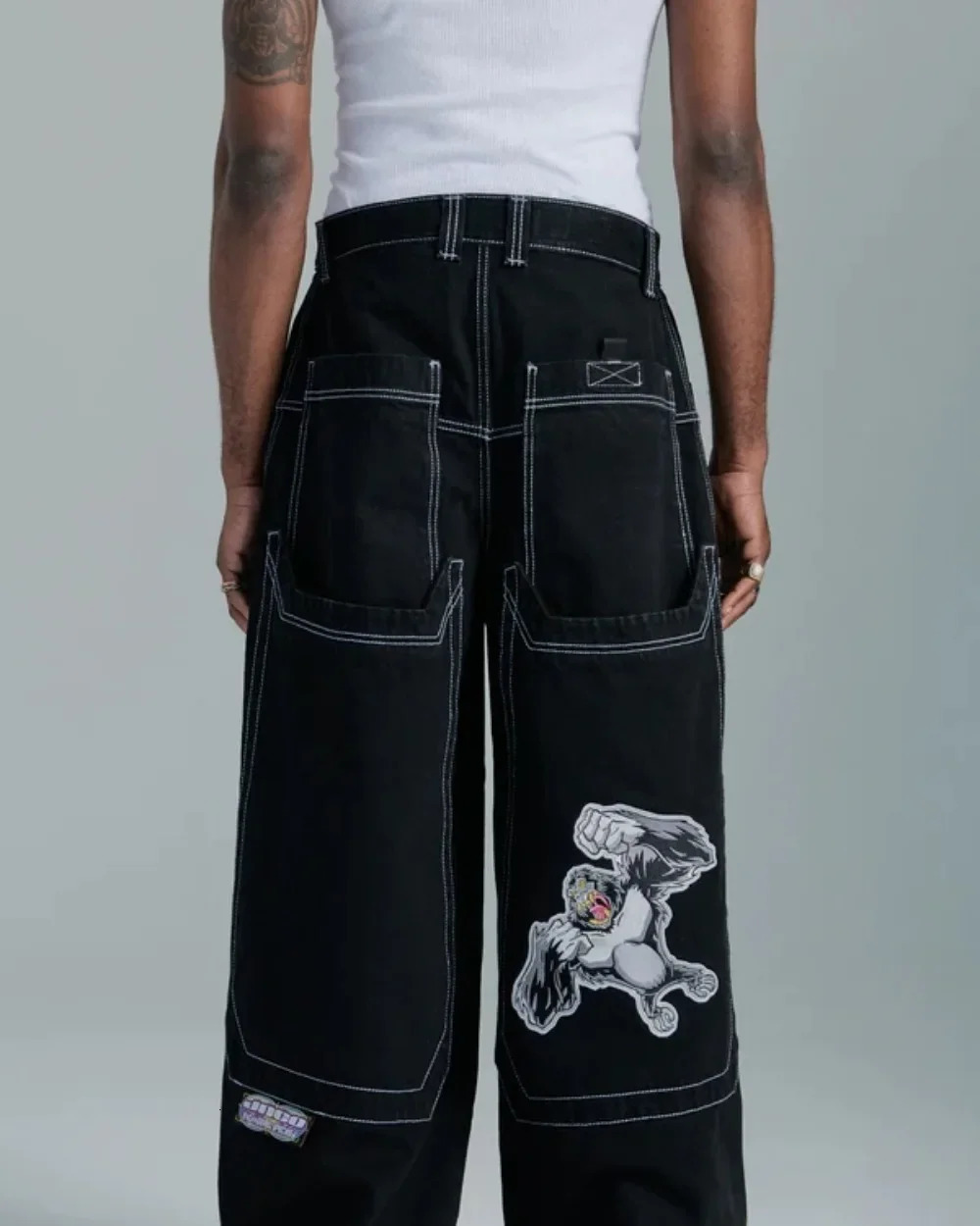 Mens Jeans Street Fashion Pocket Wide Leg Y2K Harajuku Hip Hop Pants Gothic High Waist 231202
