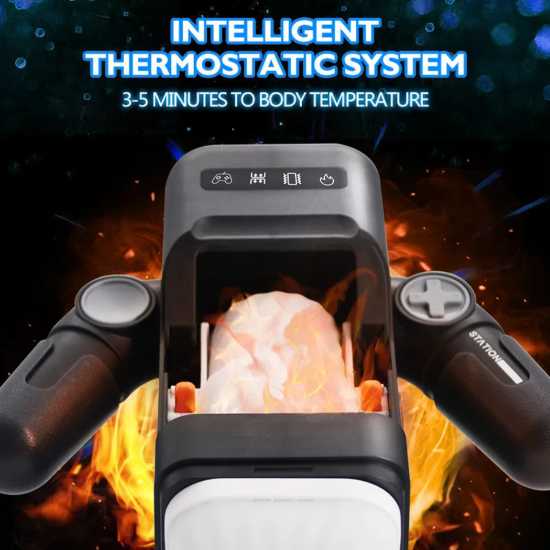 Masturbators HESEKS Automatic Thrusting Vibrating with Heating Masturbation for Men Real Vagina Blowjob Male 231204