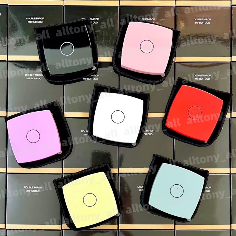 High Quality Fashion acrylic cosmetic portable mirror Folding Velvet dust bag mirror 7 colors with gift box