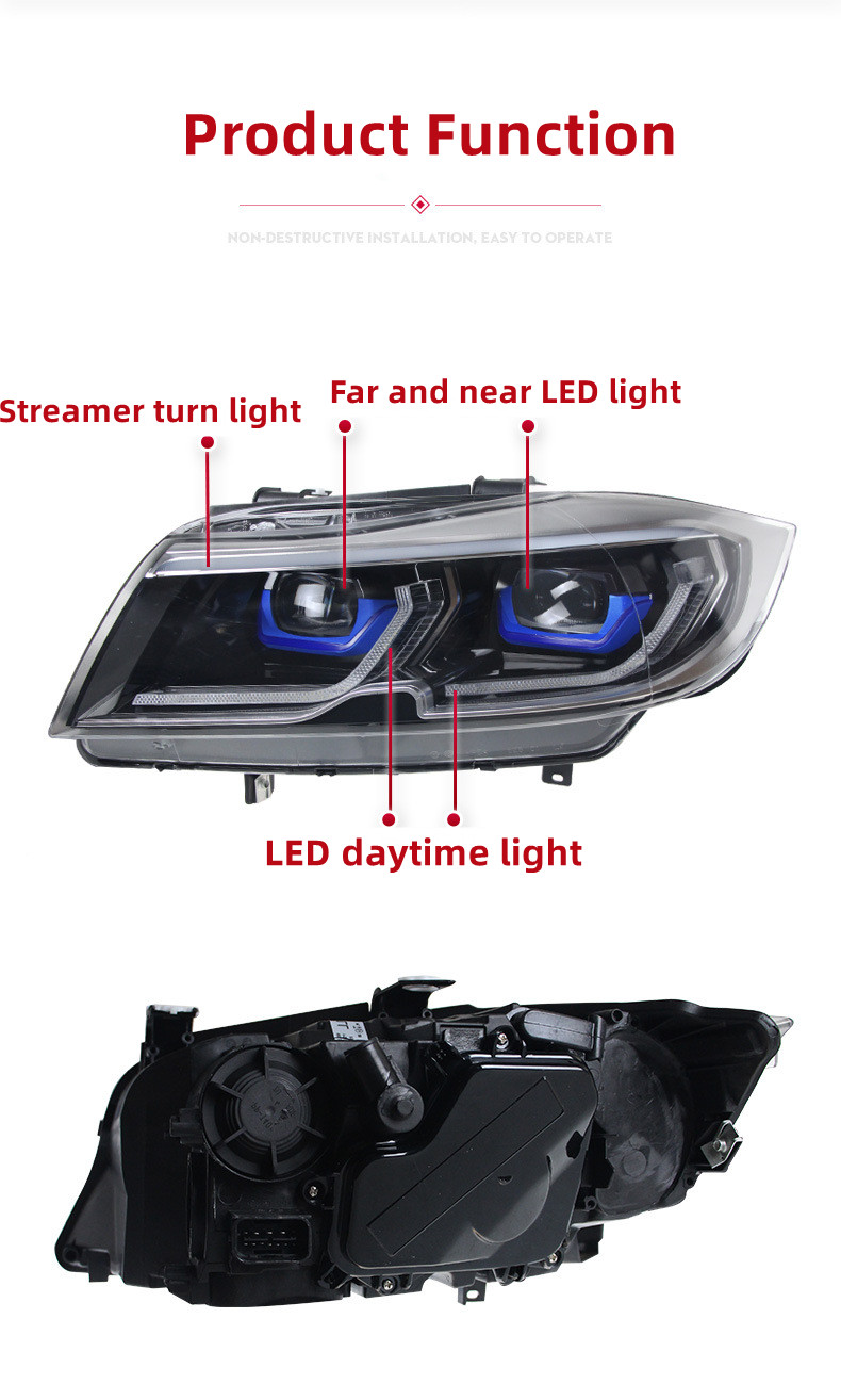 Car Headlights For BMW 3 E90/E91 2005-2012 Spoon Styling LED Daytime Lights Dual Projector DRL Car Accesorios Modified