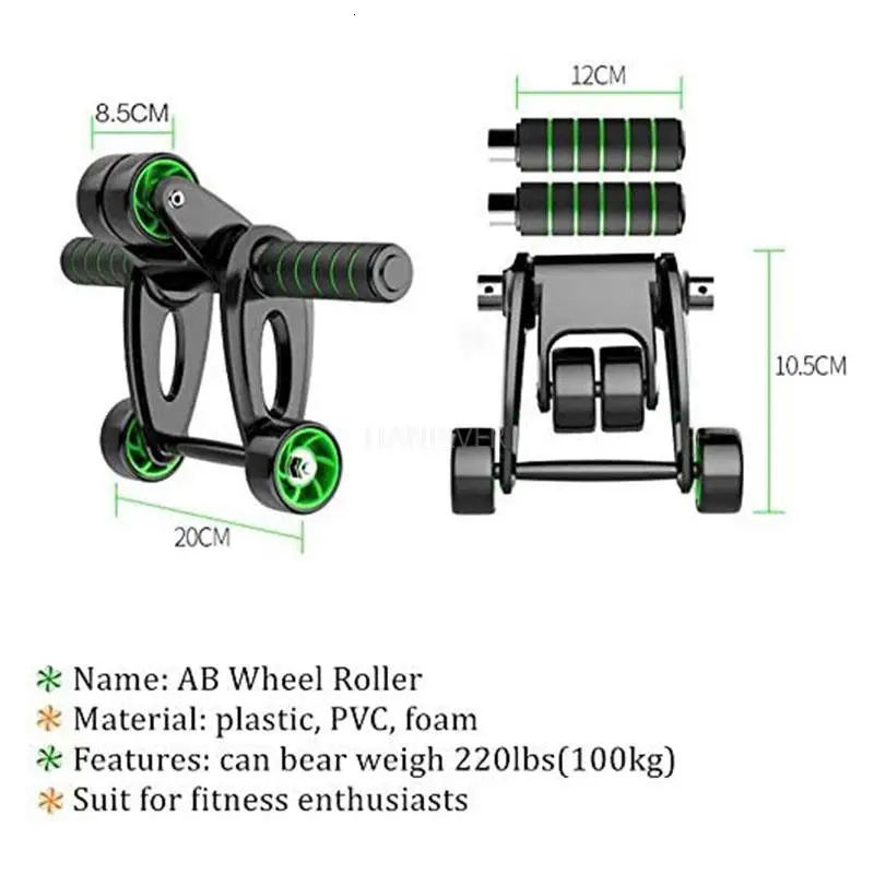 Ab Rollers Folding Abs Workout Roller Wheel For Abdominal Exercise With Knee Pad Resistance Bands Strength Home Gym Fitness Equipment 231104