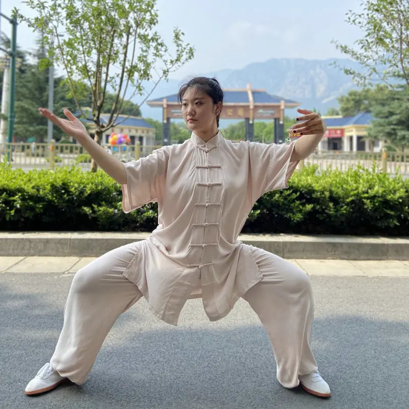 Martial Arts Tai chi Solid Cotton 6 Colors High Quality Wushu Kung fu Clothing Kids Adult Wing Chun Suit 231204