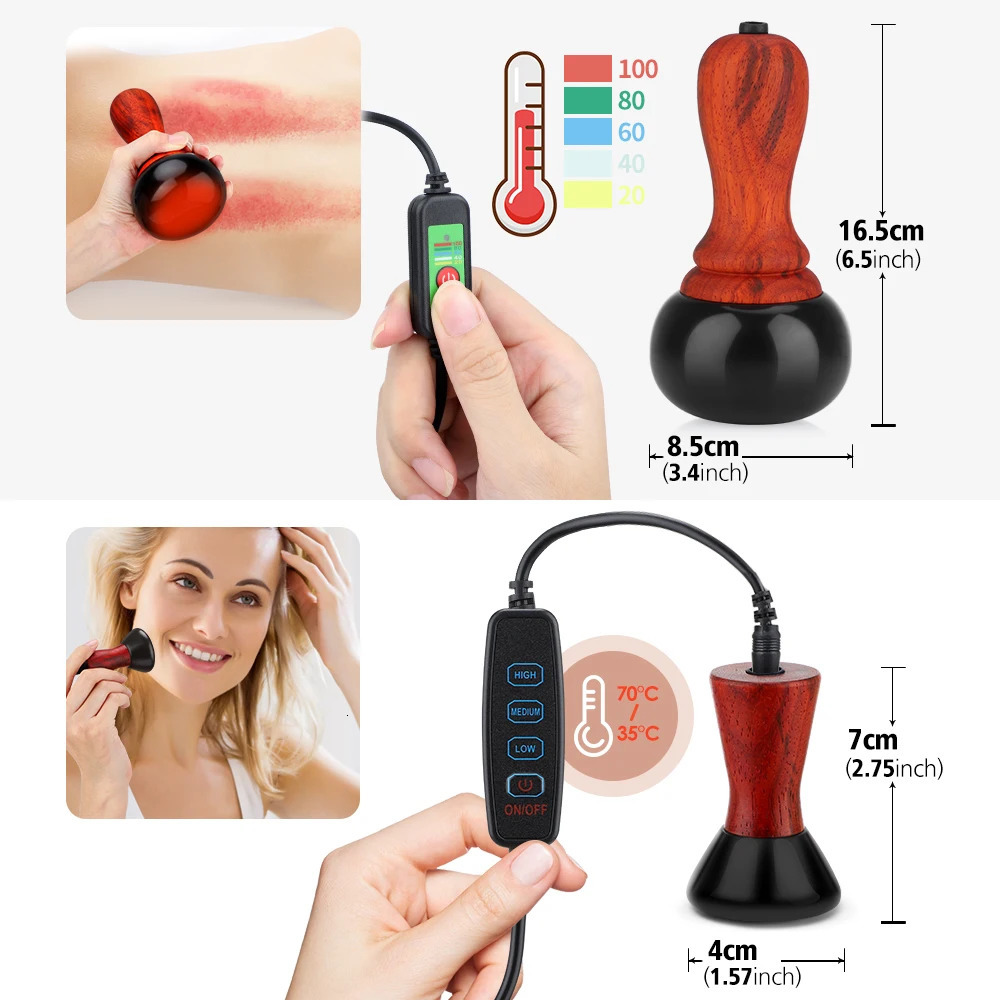 Full Body Massager PASTSKY Stone Electric Gua Sha Massager Bian Stone Guasha Tool Skin Scraping Back Face Massage Body Warm Moxibustion Therapy 231204