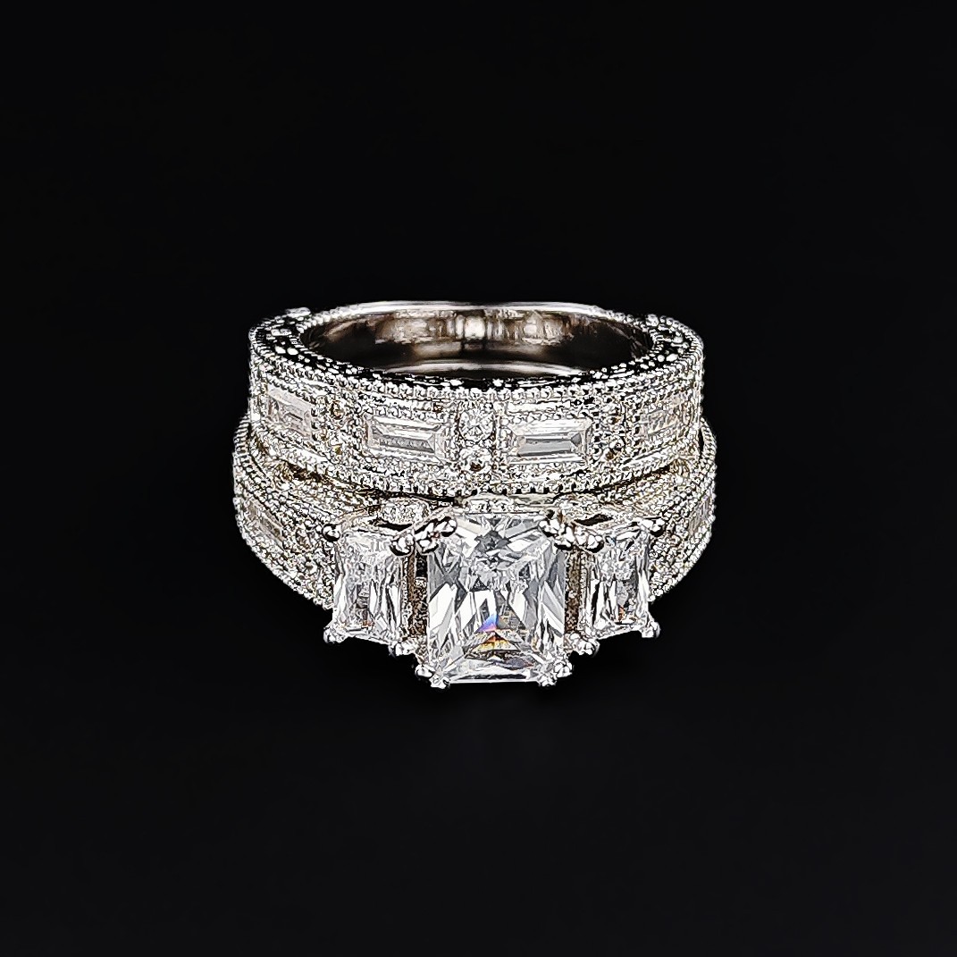 Choucong Unique Handmade Wedding Rings Luxury Jewelry 925 Sterling Silver Princess Cut White Topaz CZ Diamond Gemstones Party Women Bridal Couple Ring