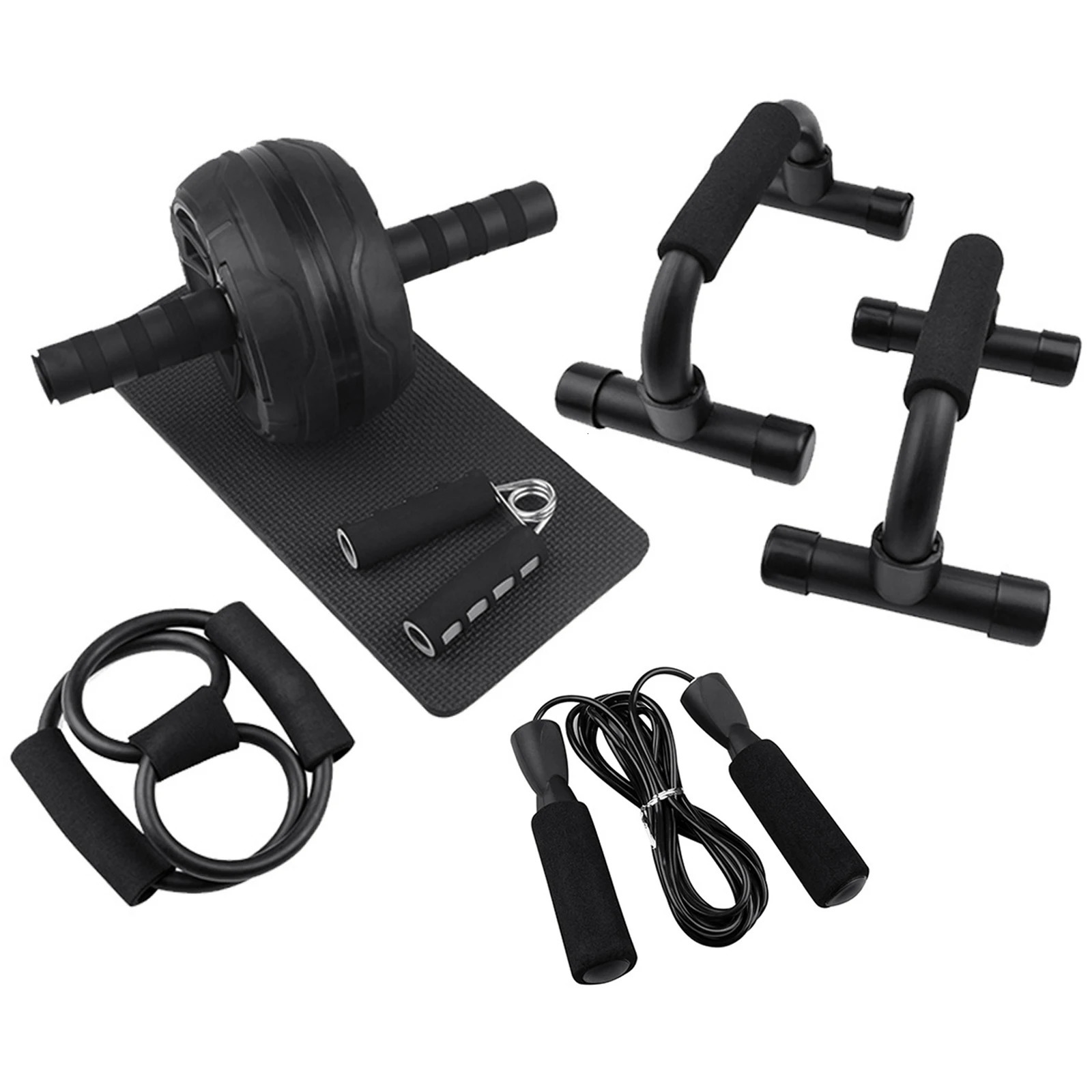Ab Rollers 7 IN 1 AB Abdominal Wheel Strength Training Exercise Wheels Kit with Resistance Bands Push Up Bars Jump Rope Knee Mat Home 231104