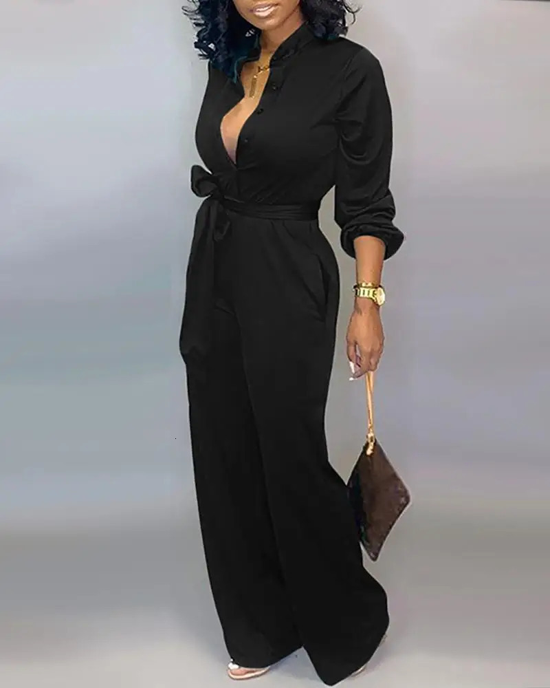 Women's Jumpsuits Rompers Women Buttoned Jumpsuit Long Sleeve Autumn Rompers Women Jumpsuit Overalls 231202