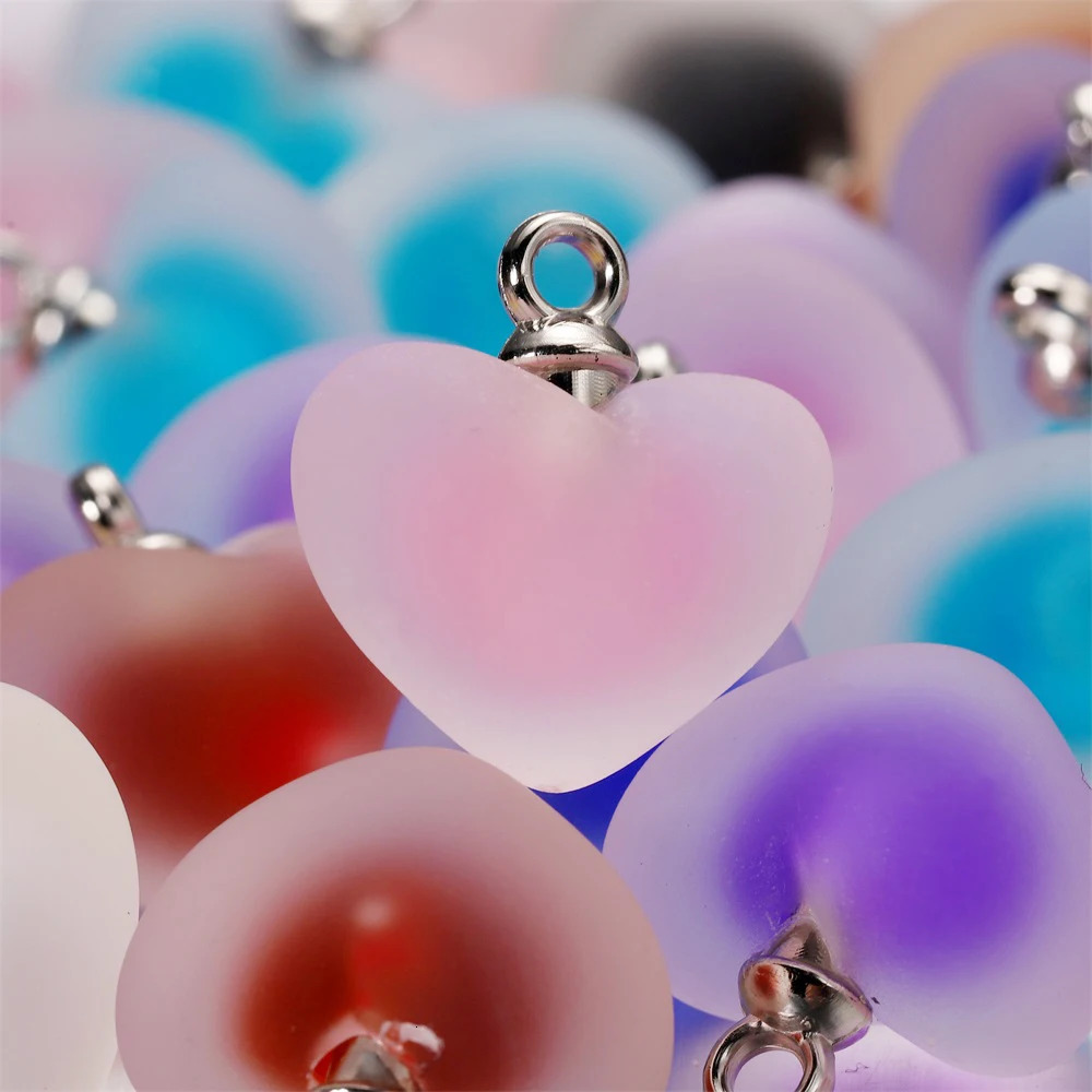 Charms 10pcslot Resin Frosted Multicolor Heart For Handmade Bracelet Earrings Necklace Pendant DIY Jewelry Making Supplies 231204