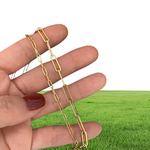 Chains Sell Stainless Steel Oval Rectangle Dainty Paperclip Link Chain Necklace For Girls Design Gold Plated Women