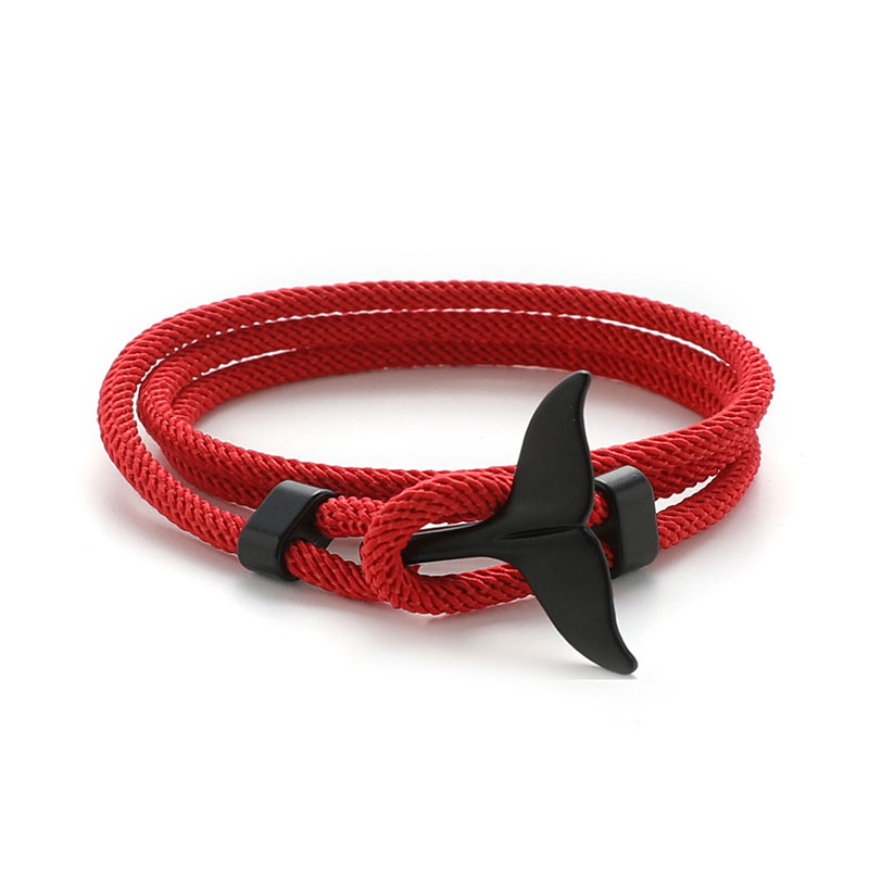 Designer Whale Tail Rope Bracelet Nautical Bracelet Coastal Survival Rope Hand Bracelet for Men Women Paracord Dolphin Tail Metal Hook Bangle Wrist Ba