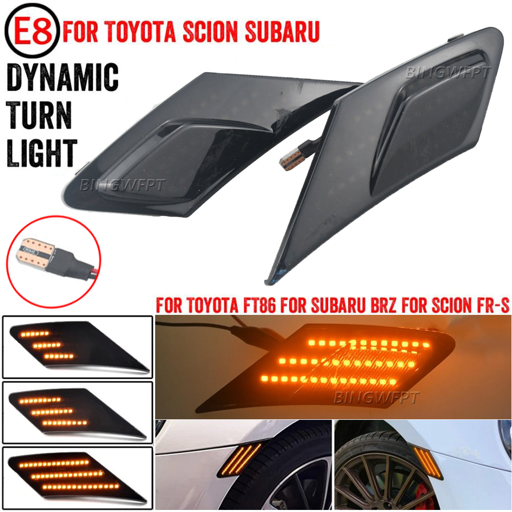 2PCS LED Dynamic Turn Signal Light For Toyota 86 FT86 GT86 Side Marker Indicator Sequential Lamps For Scion FR-S For Subaru BRZ