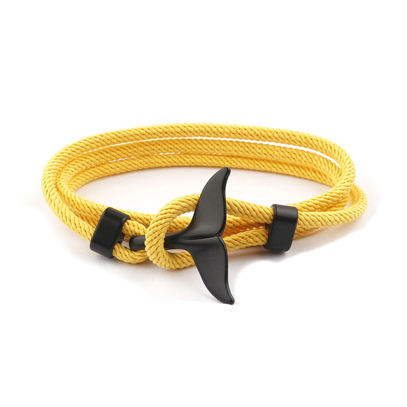 Designer Whale Tail Rope Bracelet Nautical Bracelet Coastal Survival Rope Hand Bracelet for Men Women Paracord Dolphin Tail Metal Hook Bangle Wrist Ba