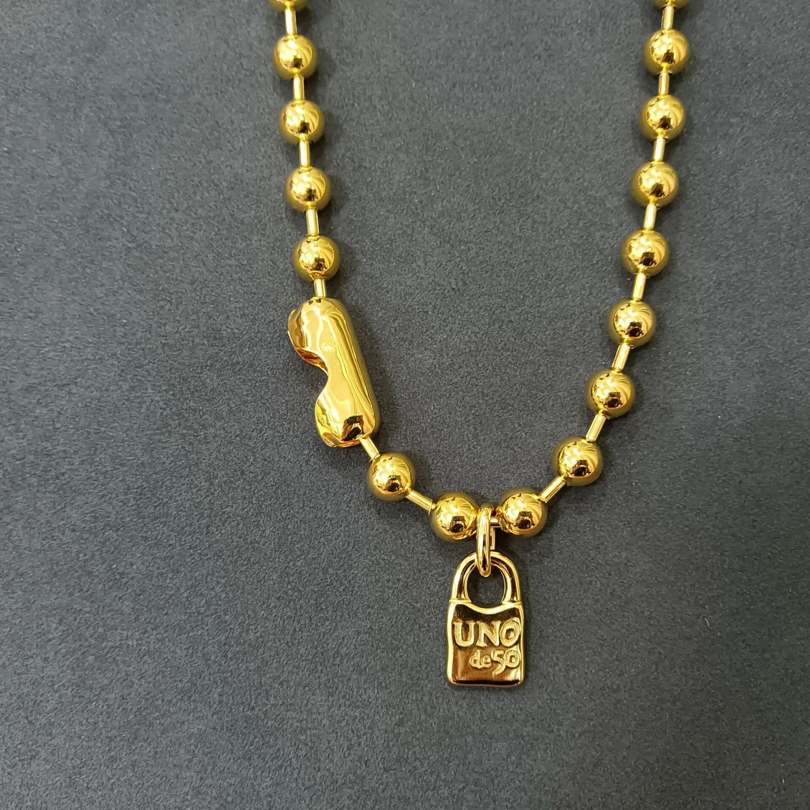 Pendant Necklaces High Quality European and American Original Fashion Electroplating 925 Silver Beads Chain Lock Necklace 14 K Gold Jewelry Gift 23120