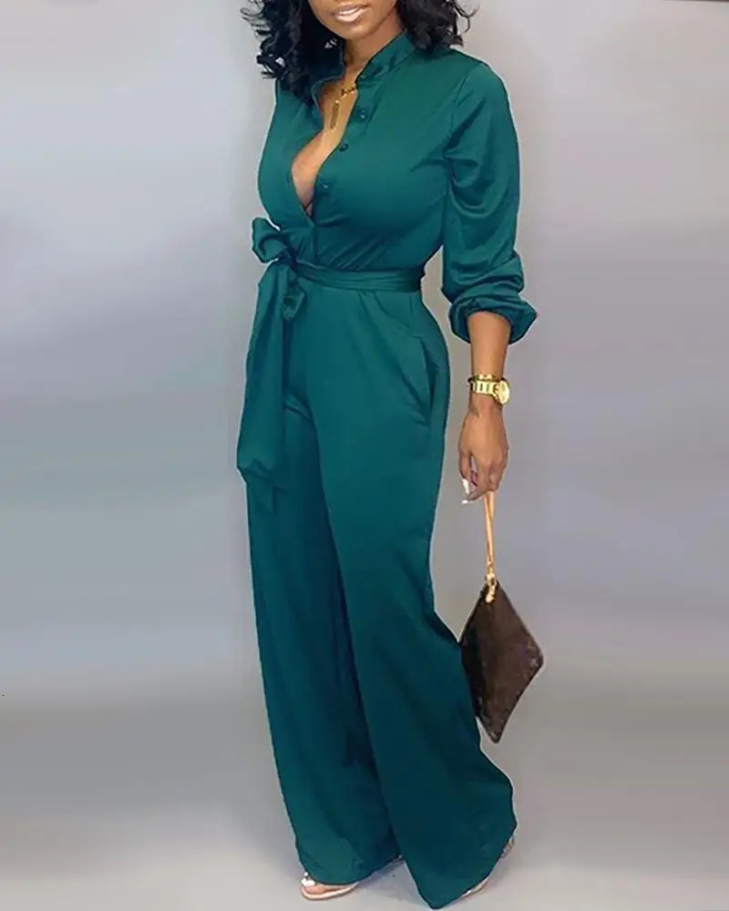 Women's Jumpsuits Rompers Women Buttoned Jumpsuit Long Sleeve Autumn Rompers Women Jumpsuit Overalls 231202