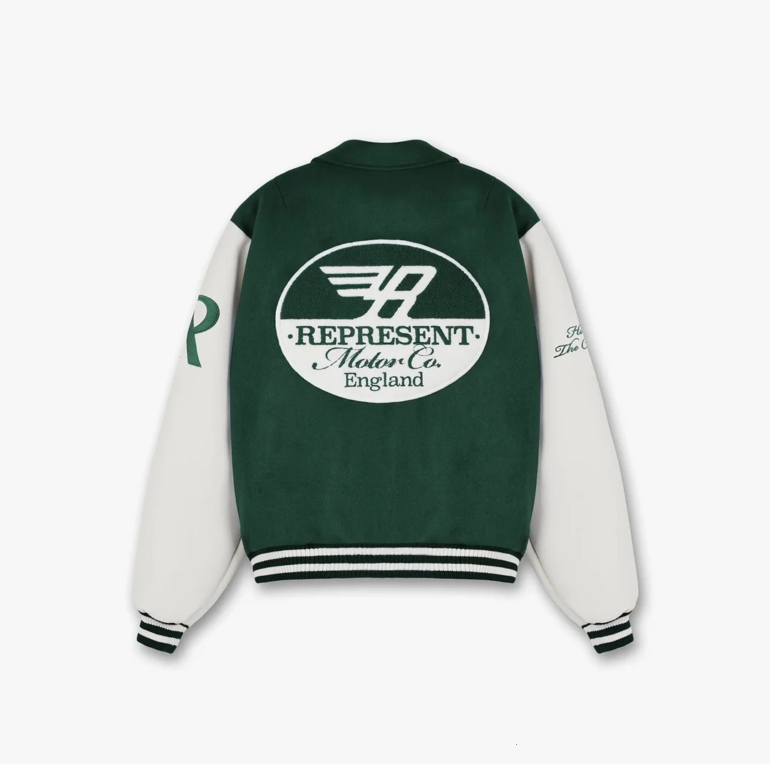 Men's Jackets Racing Team Varsity Jacket High Street Clothing Leather Sleeve Stitching Letter Embroidery Loose Men Women Baseball Uniforms 231204