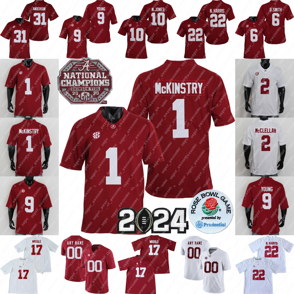 Alabama Crimson Tide Football Jersey 2024 - Milroe Haynes Simpson Williams Hill Young Bernard Miller Mbakwe