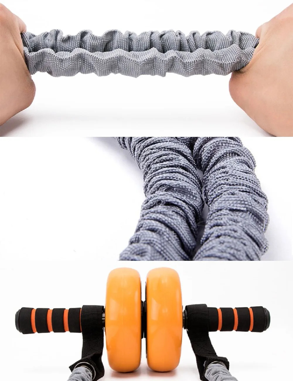 Ab Rollers Fitness Abdominal Wheel Roller Crossfit Resistance Band Ropes AB Exercise Abs Trainer Elastic Tube Gym Equipment 231104