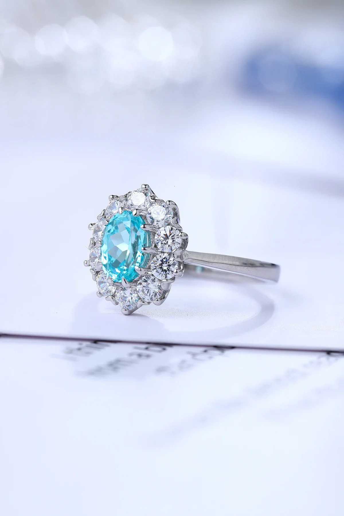 Wedding Rings Vintage 925 Silver 1.38 Carat Paraiba Lab Grown Gemstone Ladies Fashion Jewelry Wholesale Women Rings Personalized 231204