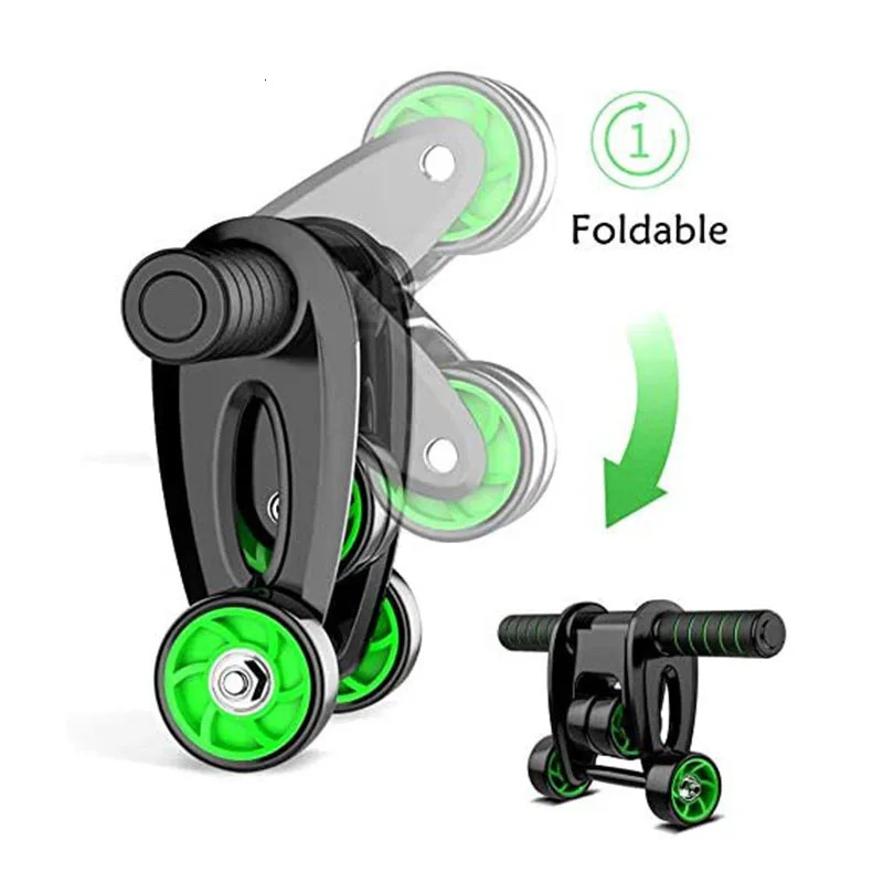 Ab Rollers Folding Abs Workout Roller Wheel For Abdominal Exercise With Knee Pad Resistance Bands Strength Home Gym Fitness Equipment 231104