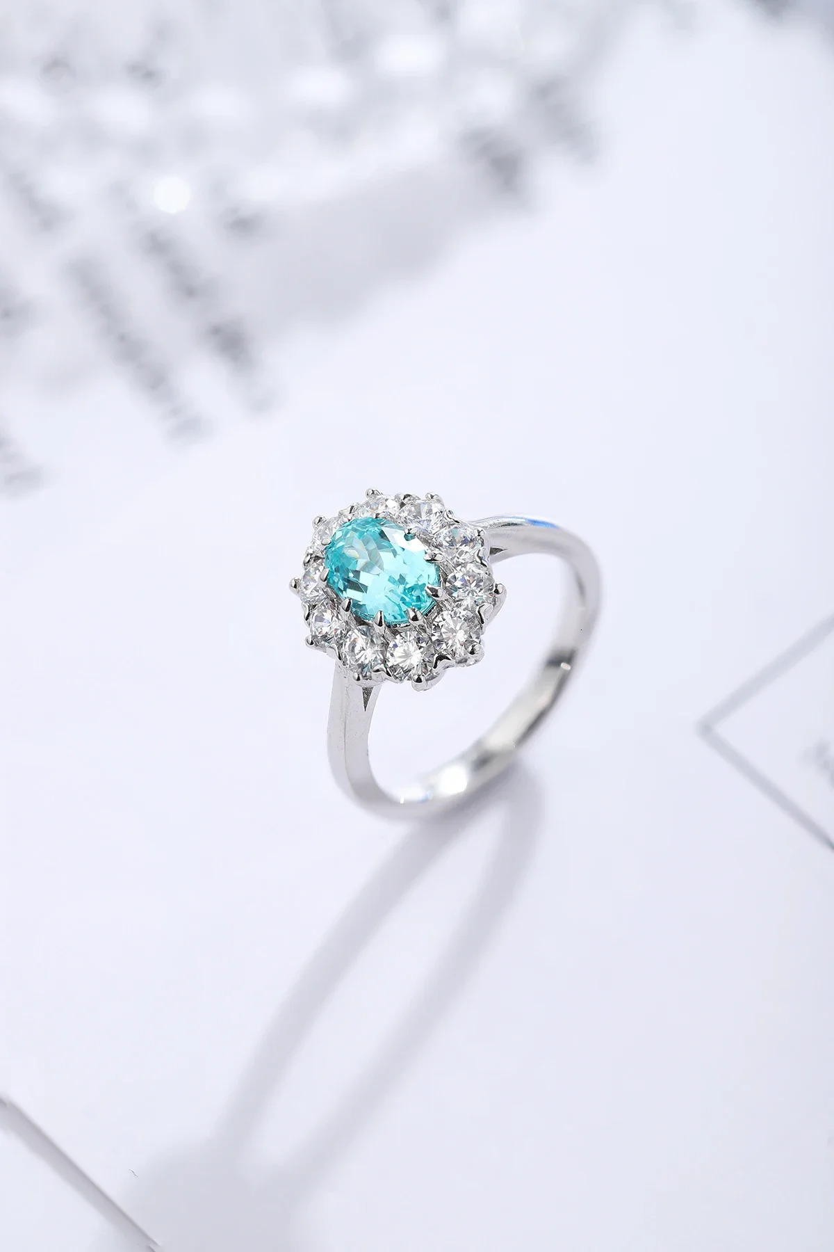 Wedding Rings Vintage 925 Silver 1.38 Carat Paraiba Lab Grown Gemstone Ladies Fashion Jewelry Wholesale Women Rings Personalized 231204