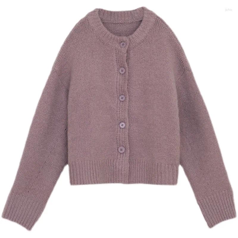 Womens Knits Sweet Knitted Cardigans Sweater Women Autumn Winter O-neck Single Breasted Coats French Solid Simple Female