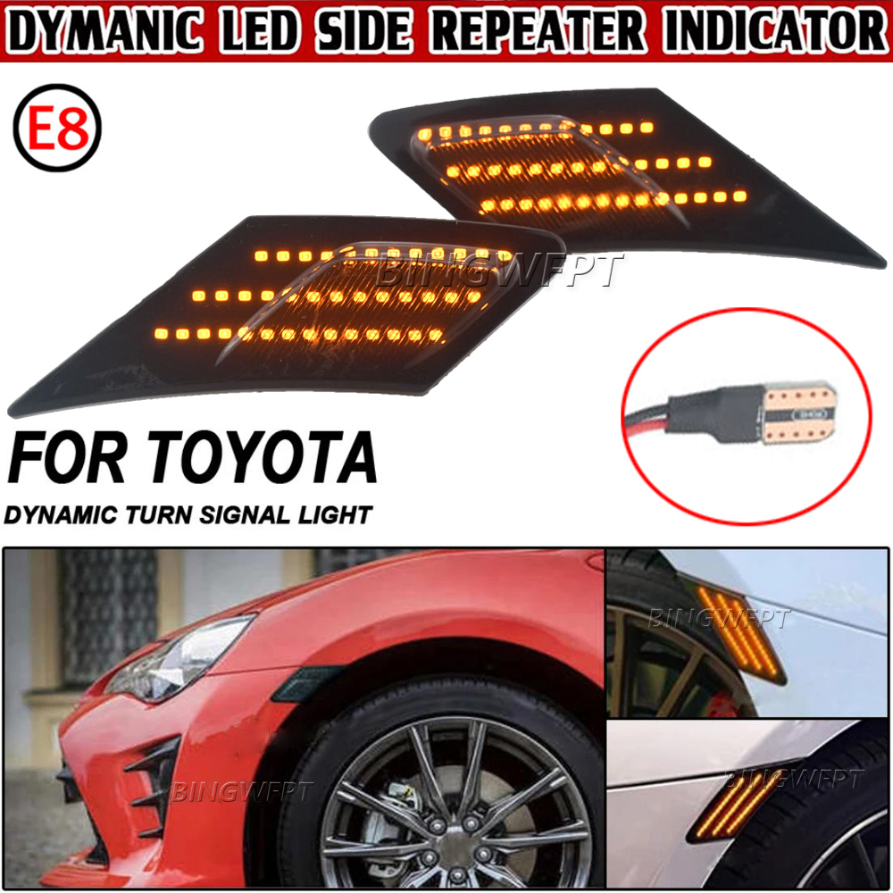 2PCS LED Dynamic Turn Signal Light For Toyota 86 FT86 GT86 Side Marker Indicator Sequential Lamps For Scion FR-S For Subaru BRZ