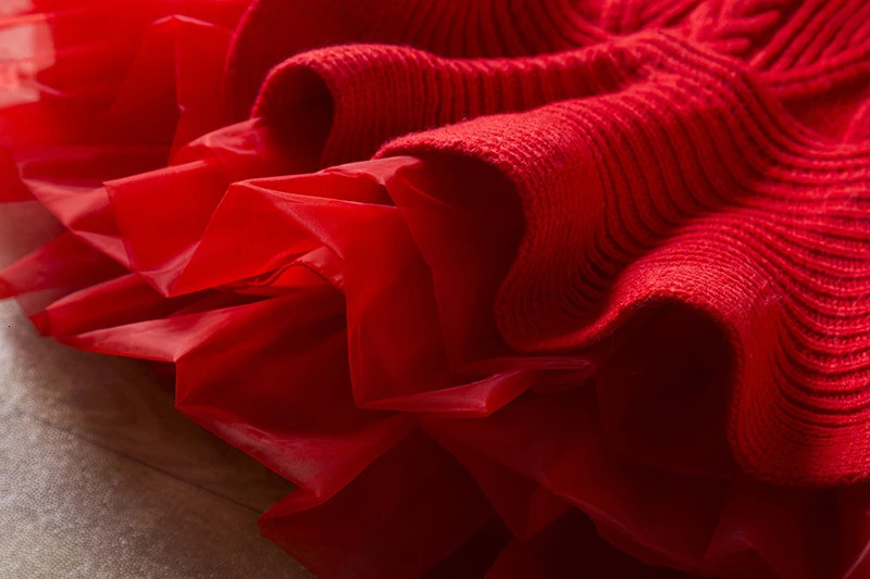 Girl's Dresses Winter Warm Thick Knit Girl Dress 3-8 Years Kids Long Sleeve Sweater Christmas Tutu Gown Toddler Evening Party Princess Costume 23