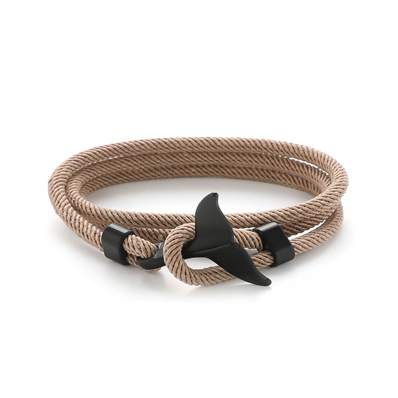 Designer Whale Tail Rope Bracelet Nautical Bracelet Coastal Survival Rope Hand Bracelet for Men Women Paracord Dolphin Tail Metal Hook Bangle Wrist Ba