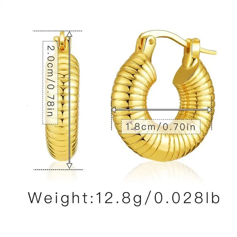 Charm Trendy Round Chunky Hoop Earrings Gold Color Stainless Steel Jewlery Metal 18 K Plated Accessories Waterproof 231204