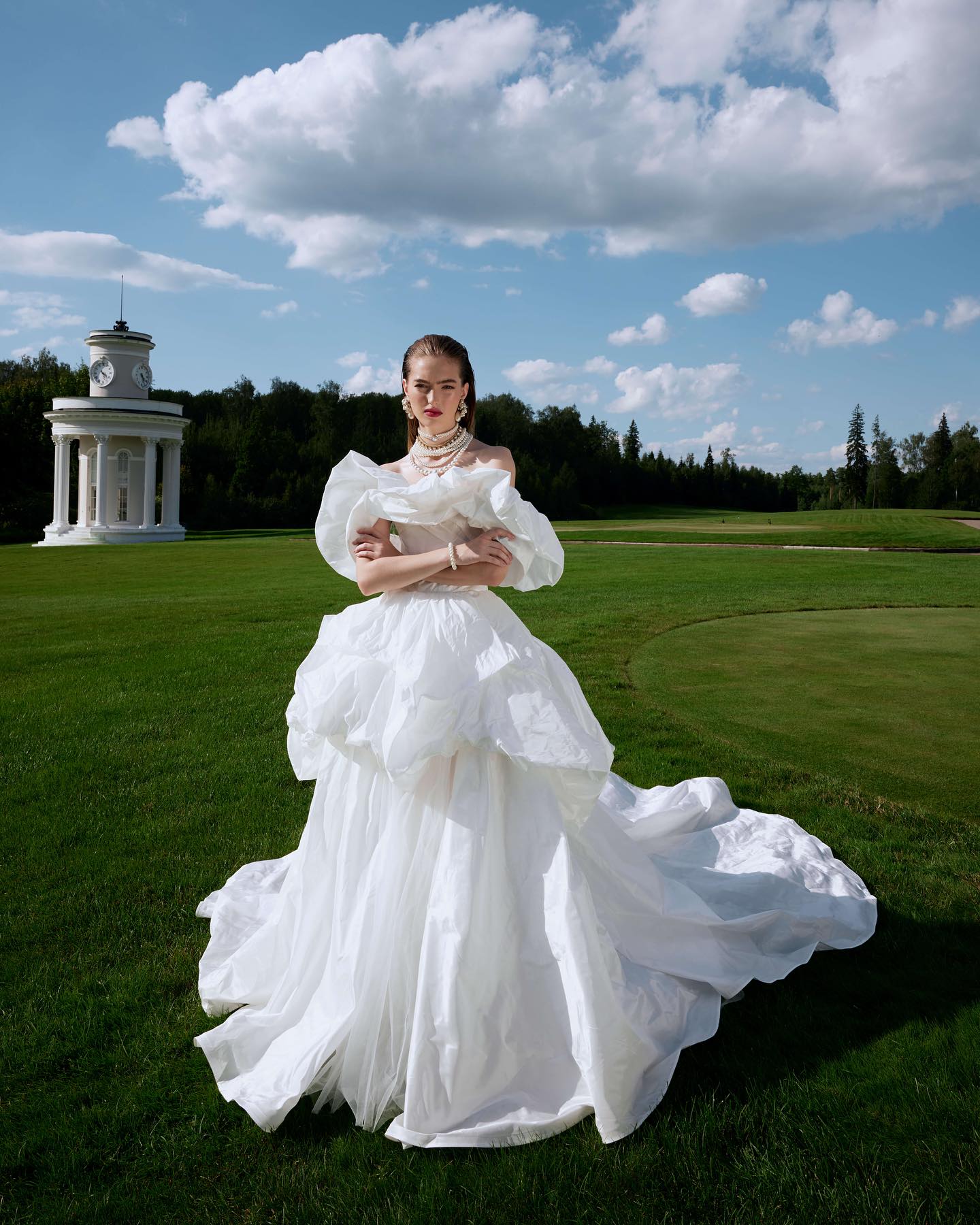 Fabulous Tiered Wedding Dresses Off The Shoulder Neckline Bridal Gowns Ruffled A Line Taffeta Sweep Train Vestido De Novia 415