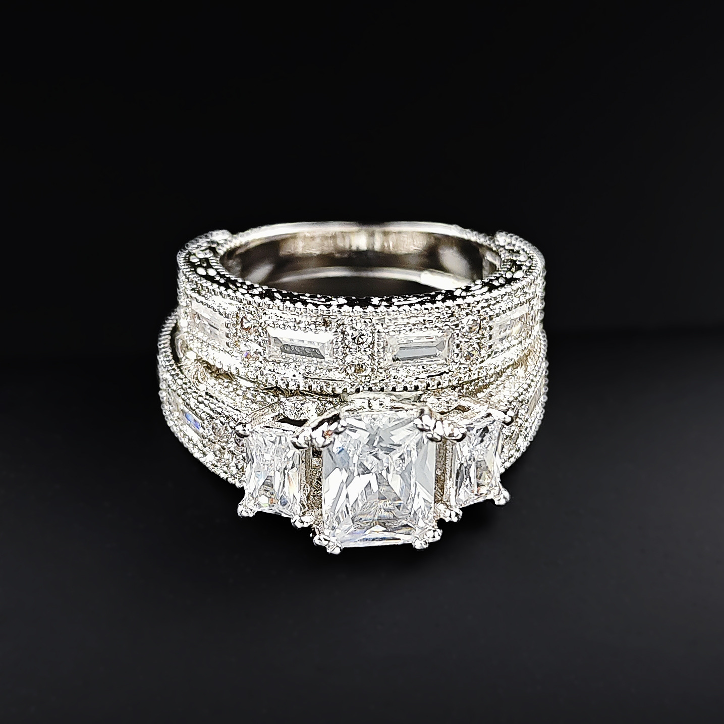 Choucong Unique Handmade Wedding Rings Luxury Jewelry 925 Sterling Silver Princess Cut White Topaz CZ Diamond Gemstones Party Women Bridal Couple Ring