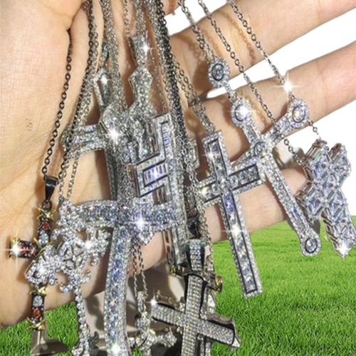 Pendant Multi Style 925 Sterling Silver Pave White CZ Diamond Iced Out Clavicle Necklaces Gift