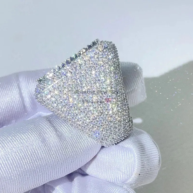 Wedding Rings Iced Out Ring for Men Real Gold Plated Prong Setting Copper CZ Stones Hip Hop Fashion Jewelry Trend 231204
