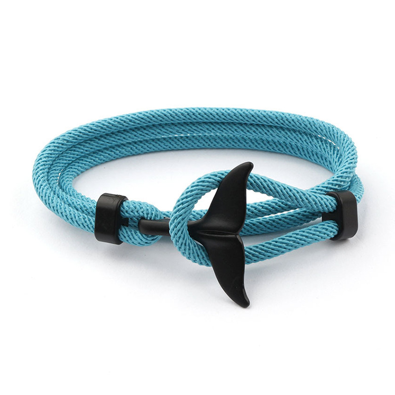 Designer Whale Tail Rope Bracelet Nautical Bracelet Coastal Survival Rope Hand Bracelet for Men Women Paracord Dolphin Tail Metal Hook Bangle Wrist Ba