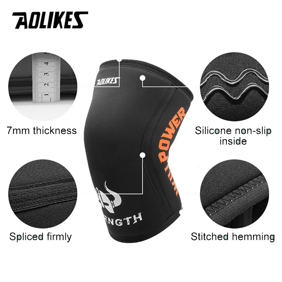 Elbow Knee Pads AOLIKES 1 Pair Squat 7mm Sleeves Pad Support Gym Sports Compression Neoprene Protector For CrossFit Weightlifting 231204