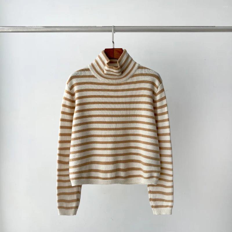 Womens Knits Classic Stripes Women Wool Cashmere Sweater Turtleneck Loose Long Sleeve 2024 Autumn Winter Female Jumper