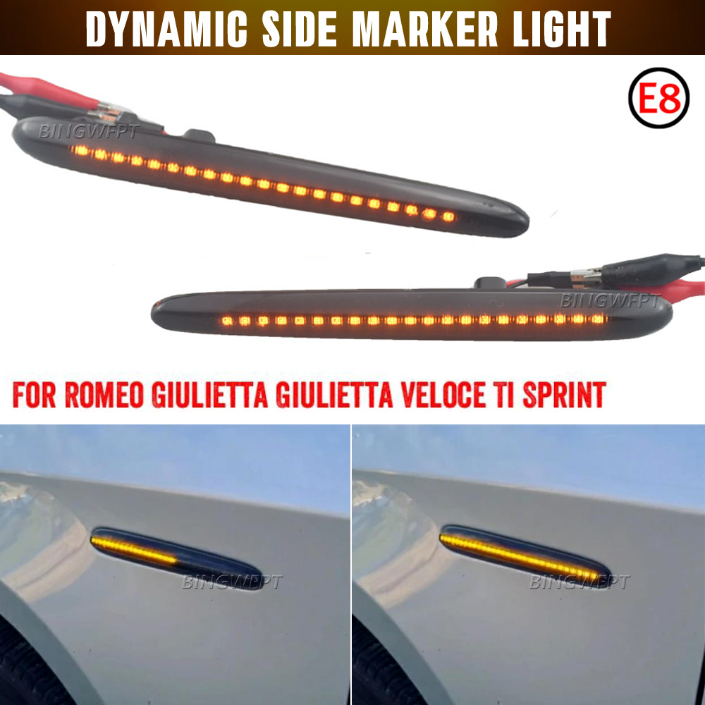 Smoked LED Side Marker Blinker Turn Signal Light Lamp For Alfa Romeo Giulietta 940 Juliet Sprint Veloce 2010-2021 Error Free