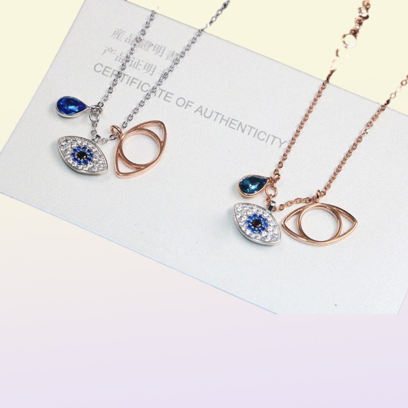Classic Evil Eye Necklace Jewelry for Women Girls Jewelry Set Gift Silver Rose Gold 2Colors 925 Sterling Silver Plated