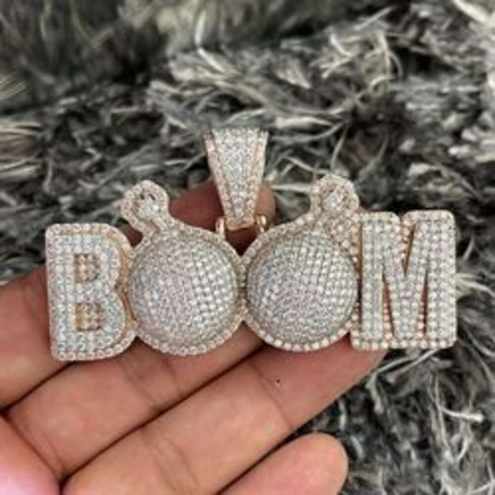 New Arrival Design Hiphop Fine Jewelry Iced Out Sier Bling Zircon Custom 14K Plated Mossanite Name Pendant