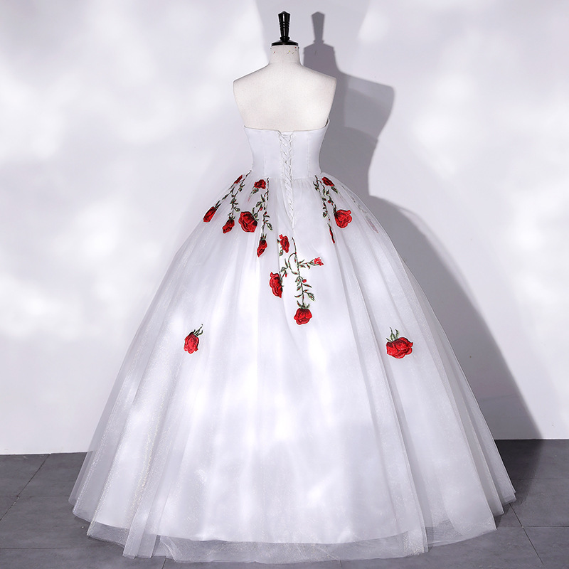 Embroidery Ball Gown Wedding Dress Elegant Sweetheart Neck Lace Up Back Bridal Gowns Graceful Bride Robe Vestidos De Novia