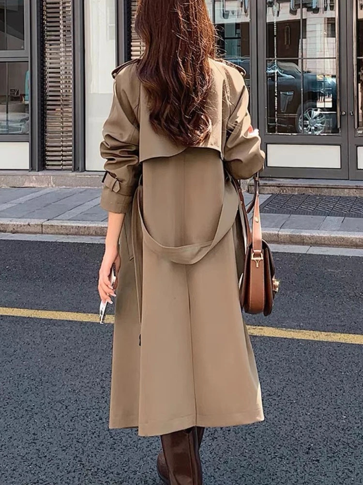 Women's Trench Coats Korean Fashion Trench Coat for Women Casual Long Coat Spring Autumn Elegant Windbreaker Outerwear Long Sleeve Female Jacket 