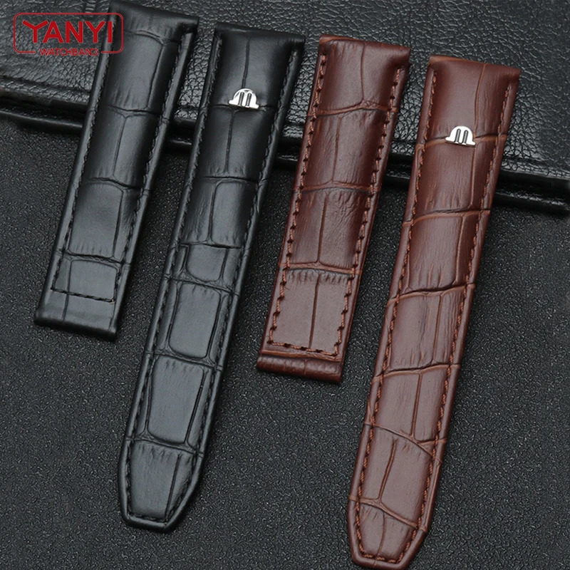 Watch Bands Genuine leather watch strap 20mm 22mm for MAURICE LACROIX watchband folding buckle leisure business cow leather bracelet 231204