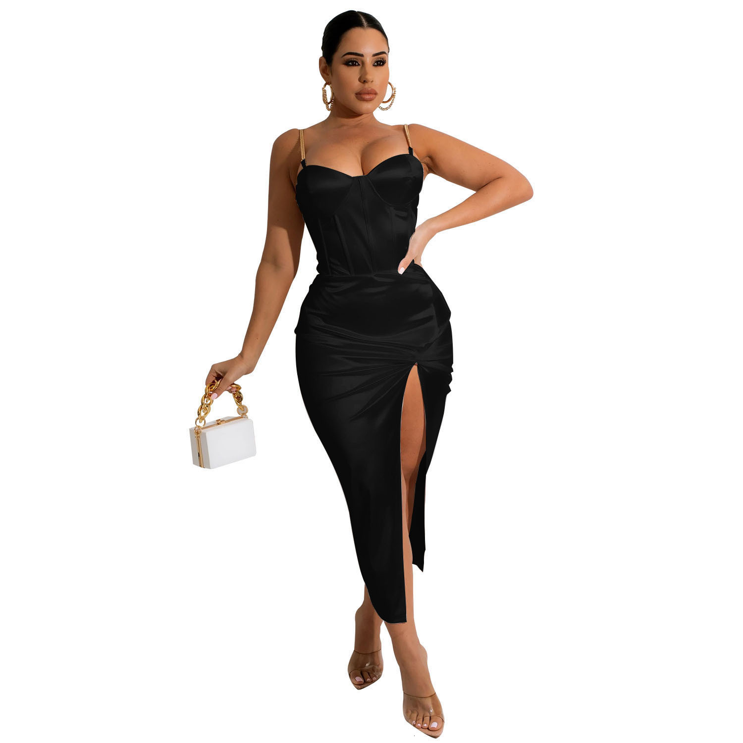 Sexy Bodycon Woman Birthday Dress Fall Elegant Slip Dresses For Women Casual Party Night Club Black Clothes 22441P 210712wtt