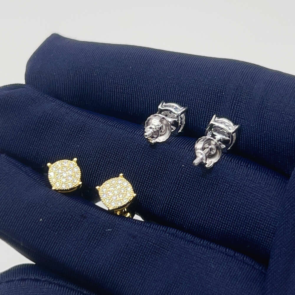Custom Hiphop Jewelry Pass Diamond Tester 925 Sterling Silver Vvs Classic Gold Plated Stud Moissanite Earring