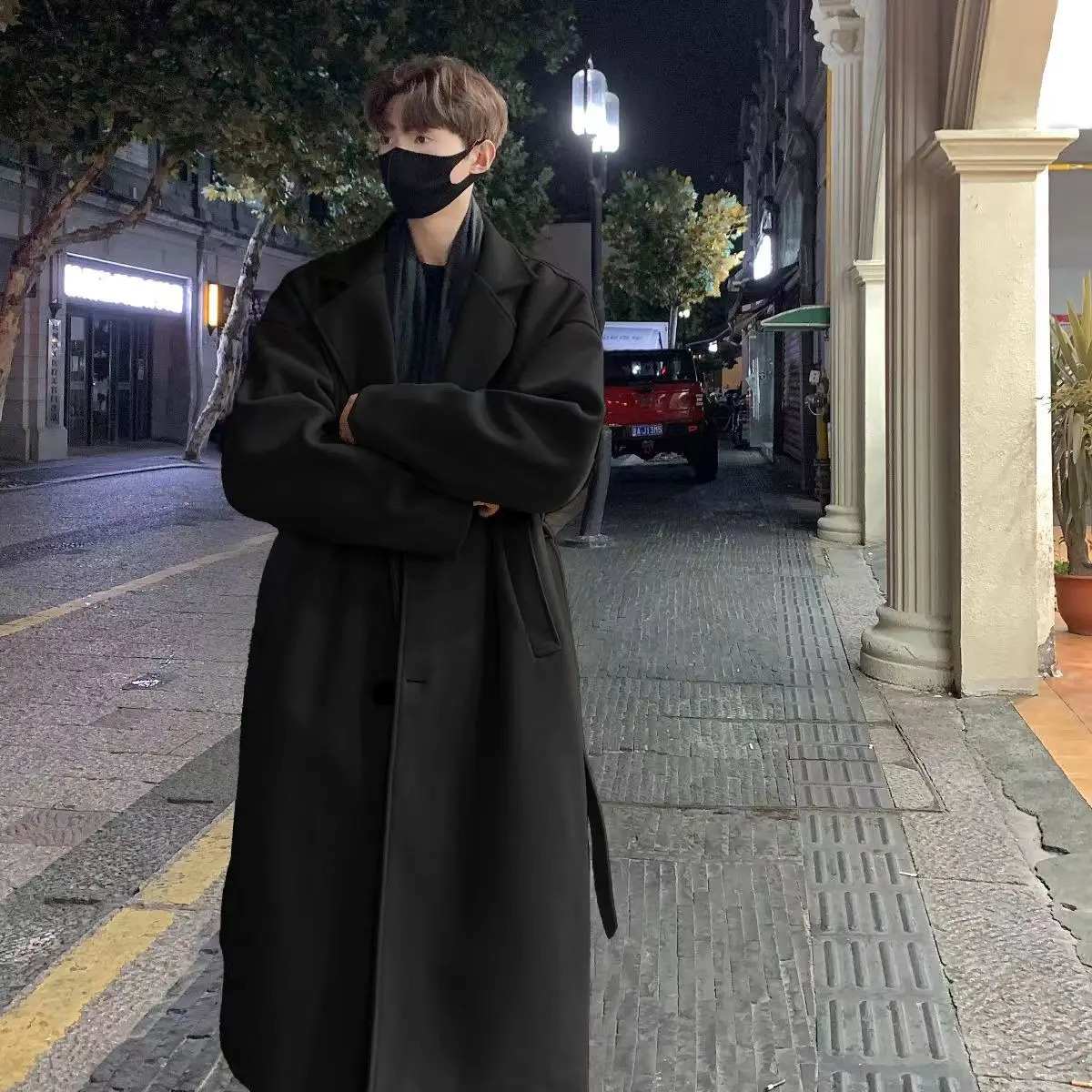 Men's Wool Blends Winter Blend Overcoat Singlebreasted Long Coat Loose Fit Casual Trench Jacket 231205