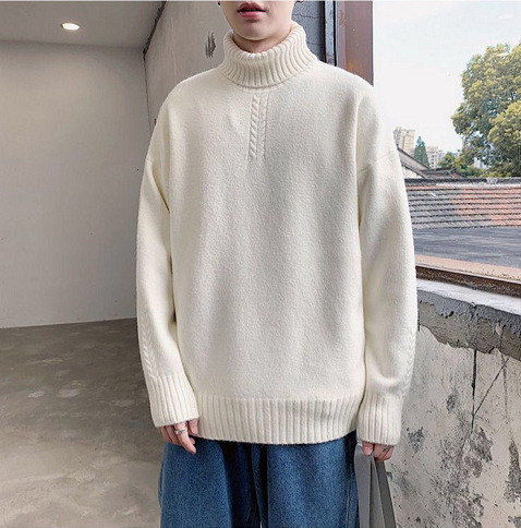 LAPPSTER Men Solid Turtleneck Winter Slim Sweater Mens Korean Fashion Harajuku Knitted Sweater Casual Vintage Pullovers 201125