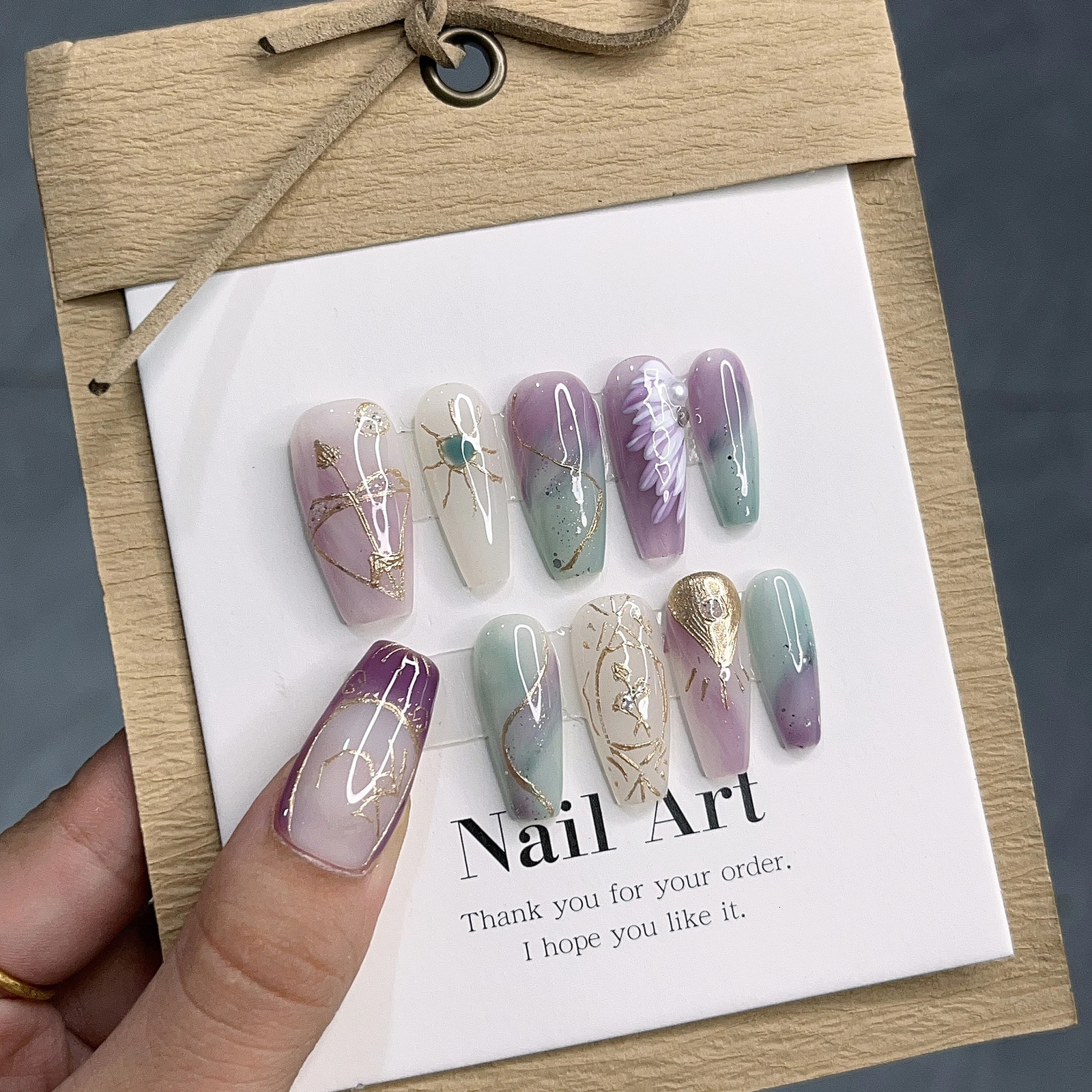 False Nails Emmabeauty Handmade Press On Zodiac Series Sagittarius Medium Long Whitening Temperament Gentle WindNoEM24494 231204